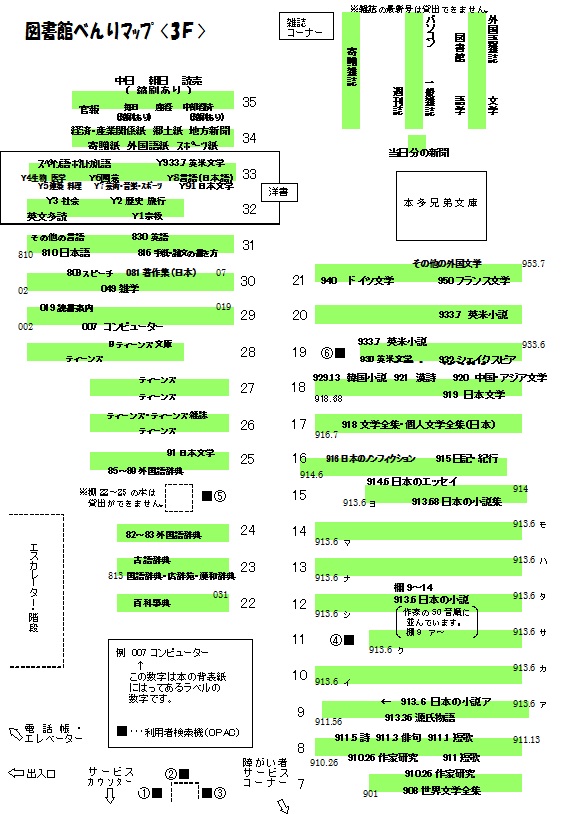 図書館べんりマップ（3F）